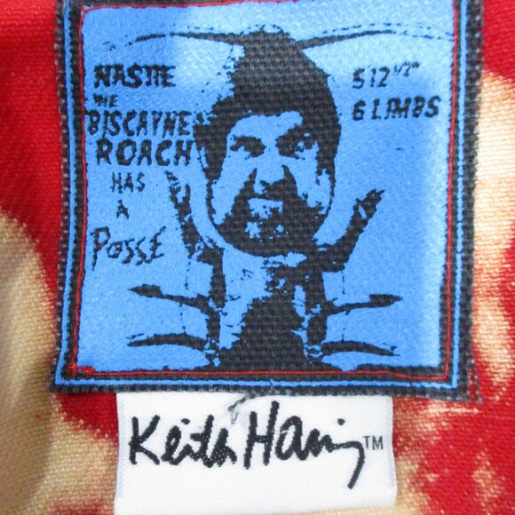 Keith Haring Collection Red Denim Bleach Splattered Vest - Picture 4 of 6